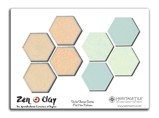 Sample Card - Godai Glazed Flat Hex (Sakura Blush and Hyoga Blue)